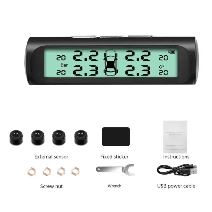 Sistema de monitoreo TPMS inteligente, 4 sensores, pantalla Solar, medidor de presión de aire de neumático de coche inteligente - 1