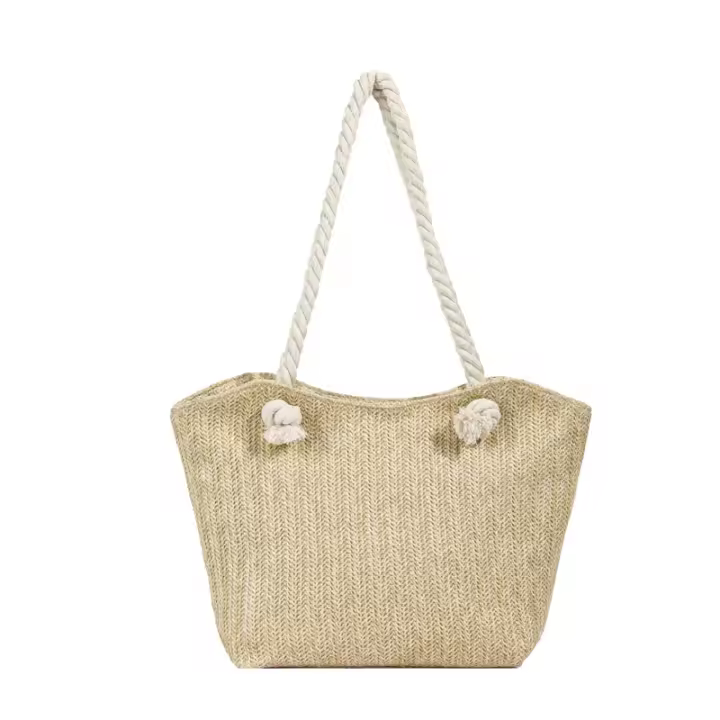 Bolso grande de hombro versátil tejido de paja para mujer, elegante bolso grande de hombro, novedad de verano 2025, bolso tejido fresco Popular de gran capacidad para mujer - 1