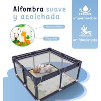 Bebe 120x120cm + Alfombra Bebe – Corralito Bebe con Malla Transpirable – Parque de Juegos Bebe Plegable con Puerta Lateral – Parque Infantil Bebe - Gris - details 16
