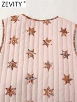 Chaqueta Chaqueta de Moda para Mujer Zevity 2024 Cuello Alto con Estampado Acolchado y Lacio - details 13