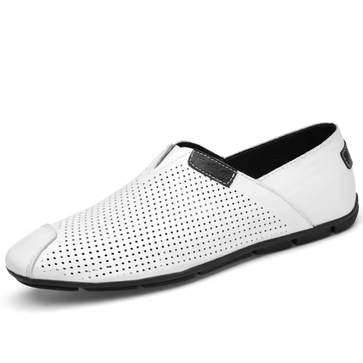 Zapatos de verano para hombre de piel auténtica, talla grande, estilo británico, informales, con agujeros y transpirables de piel de vaca. - 1