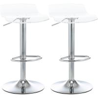 Juego de Taburetes de Bar Temporal Asiento Acrílico y Base de Metal, Giratorio 360°, Altura Ajustable con Reposapiés, Transparente - details 0