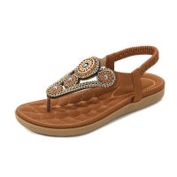 Zapatillas 2025 Bohemias Verano Nuevas Simples Casuales Planas Cómodas Sandalias con Pedrería - details 0