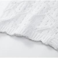 Conjunto de camisa de punto con cuello redondo para mujer, traje elegante de ganchillo con agujeros, pantalones cortos de cintura alta, trajes de vacaciones para mujer, verano - details 7