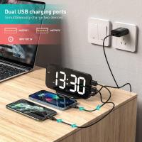 Reloj Despertador Digital Reloj de Espejo LED con Modo de Snooze, Ajuste Automático de Brillo, Forma Moderna para Escritorio - details 3