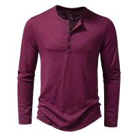 Otoño nueva camiseta de manga larga con cuello para hombres Color transpirable versátil moda camisetas delgadas - details 7