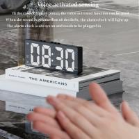 Reloj despertador LED electrónico para estudiantes, reloj Digital con Control por voz, doble repetición, 12/24H, alarmas duales - details 3