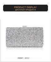 Bolso de mano de noche para mujer, cartera de mano con lentejuelas de diamante para boda, bolso de mano para fiesta, banquete, negro, dorado y plateado, bolso de hombro de dos cadenas - details 13