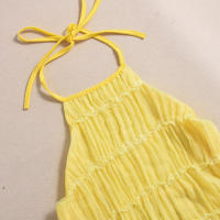 51618 Vestido largo de mujer sin espalda de tela plisada con personalidad nueva y transpirable con lazo de hoja de loto - details 7