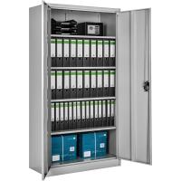 Armario Archivador Oficina en Acero, Armario Exterior e Interior con Cerradura, Armario Multiusos con 2 Puertas, 4 Estantes Ajustables y 5 Alturas, Fácil Montaje, 180x80x40 cm - Gris Claro - details 0
