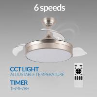 M Ledme - Ventilador de Techo con luz Led Messe 72W Blanco, Mando a Distancia, Bajo consumo, motor DC, 6 velocidades, Silencioso ,4 Aspas desplegables, función verano-invierno, temporizador - details 0