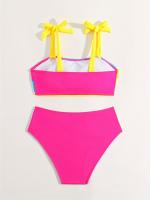 Traje de Baño Bikini de Dos Piezas con Colores en Contraste para Chica Adolescente para Vacaciones en la Playa - details 0