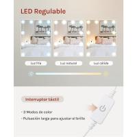 Mesa de Maquillaje Moderna con Espejo y Luces LED Regulables 2 Cajones Grandes y 4 Estantes - details 2