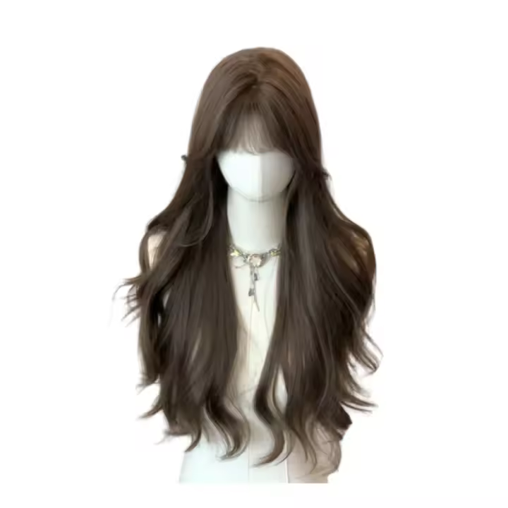 Peluca de estilo coreano de color gris avellana y marrón, postizos con Clip, peluca rizada larga ondulada, extensión de cabello Invisible, pelucas de Cosplay de Lolita para fiesta - 1