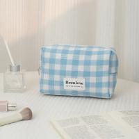 Bolsa con cierre para cosméticos a cuadros de celosía Simple, neceser de viaje de gran capacidad, bolsa de maquillaje impermeable de poliéster para mujeres/hombres - details 3