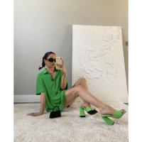 Nuevos tacones altos femeninos de una sola línea con punta de pez gruesa de gran tamaño en color caramelo en verano (Regalo 2 piezas) - details 14