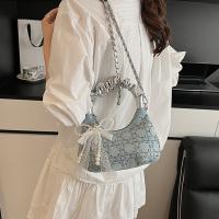 Bolso plisado de lentejuelas de estilo coreano, bolso cruzado con cadena y colgante de lazo exquisito, bolso de hombro ligero de Color sólido - details 14