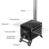 Estufa de leña para acampar al aire libre, calentador de acero inoxidable con leña y ventana para fuego de tienda, chimenea para Patio - details 3