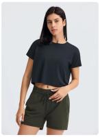 Blusa holgada sin costuras para mujer, Top corto de manga corta para Yoga, correr, Fitness, gimnasio, secado rápido - details 5