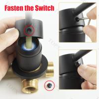 Grifo de Baño TOPX Montado en la Pared Mate Negro con Fregadero Integrado de Bronce Control Dual de Agua Caliente y Fría - details 4