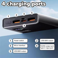 Banco de energía de 40000 mAh 66W, carga rápida, banco de energía portátil para exteriores, con indicador de batería LED - details 1