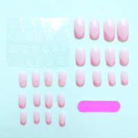 ARTAUG 24PCS Uñas Postizas De Presión Cuadradas Medianas Rosa Morada Diseño Francés Amor Set Completo De Uñas Postizas Falsas Para Fiesta Verano - details 2