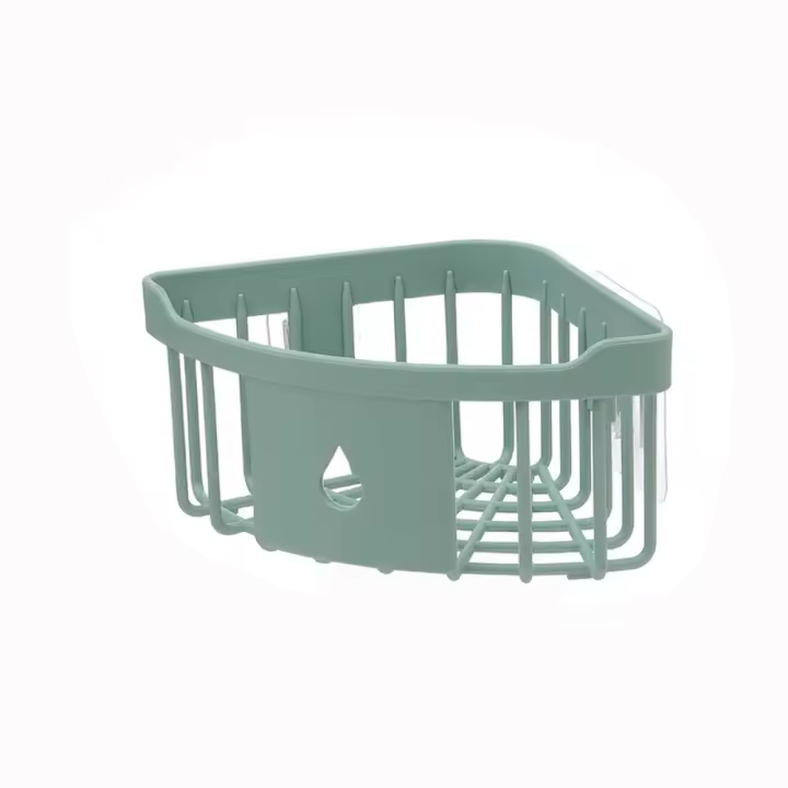 Estante triangular de plástico, estante de almacenamiento con drenaje sin perforaciones, organizador para colgar en la pared, organizador de esquina multifuncional, accesorios - 1