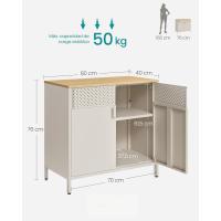 Armario de Almacenamiento, Aparador de Metal, Puerta Magnética Doble, Estante Ajustable, Marco de Acero, 40 x 80 x 76 cm, Beige Natural y Blanco - details 26