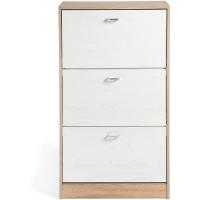 Mínimalista Diseño de Puerta Oscilobatiente 6 Baldas para 28 Zapatos Estructura Blanco/Taupe - details 29