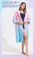Poncho con capucha de secado rápido, traje de neopreno para surf, equipo de natación, bata de playa absorbente de secado rápido para adultos, estilo con cremallera - details 7