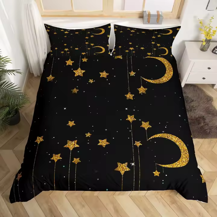 Juego de Cubiertas de Edredón de Estrellas Brillantes 3PCS Cubierta de Almohada de Galaxia - 1