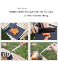 Juego de 8 piezas para exteriores, equipado con un juego completo de utensilios de cocina gruesos, kit de iluminación, vajilla, artículos para acampar y herramientas. - details 4