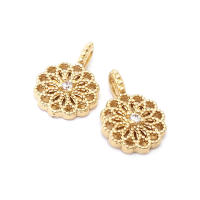 Colgantes de latón y circonita de Color dorado de 18K, varios dijes de flores, joyería artesanal de alta calidad, accesorios para collar y pendientes - details 18