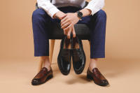 Mocasines de hombre, zapatos de cuero de un pedal de cuero genuino, primera capa de cuero de vaca de hombre - details 12