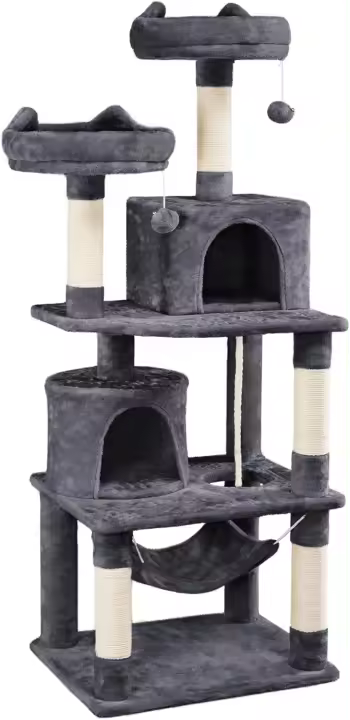 Rascador para Gatos de 158 cm Grande Arbol para Gatos Adultos Torre de Gatos Casita Juego para Mascota Gris Oscuro - 1
