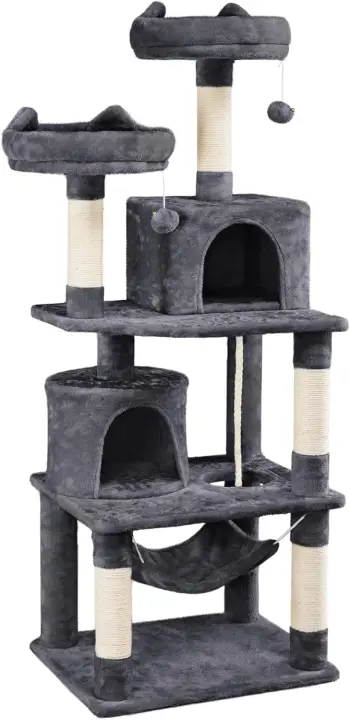 Rascador para Gatos de 158 cm Grande Arbol para Gatos Adultos Torre de Gatos Casita Juego para Mascota Gris Oscuro - 1