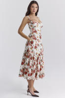 Nuevo vestido de verano para mujer, largo medio, floral picante, con espalda expuesta y tirantes sin mangas, para mujer en verano - details 2