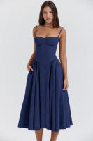 Vestido de mujer sin mangas y hombros, diseño elegante, vestido de corte - details 22