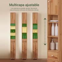 Mueble de baño tipo columna con armario alto, estanterías de baño con 5 estantes abiertos, 2 puertas y 1 cajón, color blanco, 20 x 20 x 180 cm - details 14