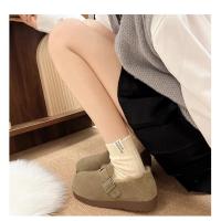 Chanclas de mujer de piel con puntera redonda para exterior Casual Suede Slippers, Otoño/Invierno 2025 - details 22