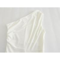Vestido asimétrico drapeado elegante blanco para mujer, vestidos de fiesta - details 10