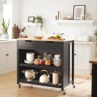 Carrito de Cocina con 2 cajones y 2 estantes, con Tablero Grande, Madera de ingeniería, Blanco, L98 x P58 x H94cm,ES - details 10