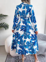 Vestido camisero con cordones para mujer, traje largo con cuello tipo Polo, estampado Floral en contraste, primavera y verano, novedad de 2023 - details 5