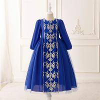 Vestido de princesa de manga larga bordado para niñas, disfraz de flores para niñas, vestido árabe de Dubái, bata musulmana de Ramadán. - details 2