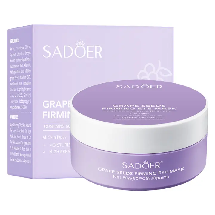 Parches de Ojos de Uva SADOER 60pcs Eliminación de Ojeras Hidratación y Firmación de Piel - 1