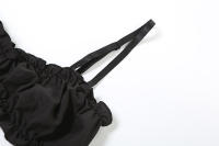 BUNO-Chándal de verano para mujer, Tops cortos deportivos informales sexis sin mangas + Leggings fruncidos de cintura alta, ropa de calle firme a juego - details 16