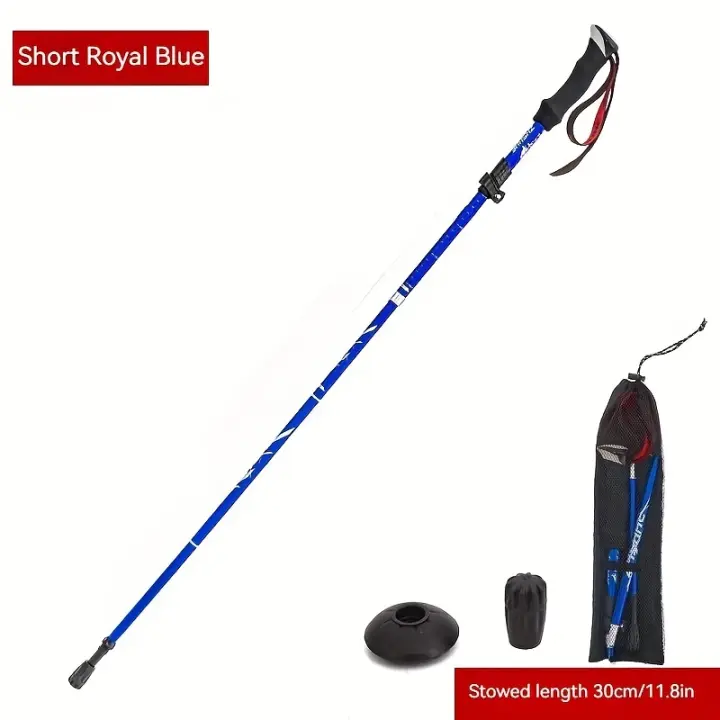 Bastón de Trekking ultraligero, bastón plegable de aleación de aluminio, 5 secciones, para escalada al aire libre y Camping - 1