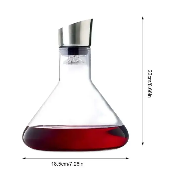 Vino con aireador incorporado, botella, decantador, vidrio soplado a mano, accesorios para vino, decantador de 1500 ml - 1