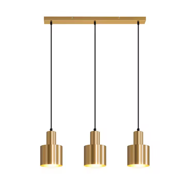CBJKTX Lámpara colgante para mesa de comedor, lámpara colgante Vintage para comedor, 3 llamas, comedor, dorado, diseño moderno, Metal E27 - 1