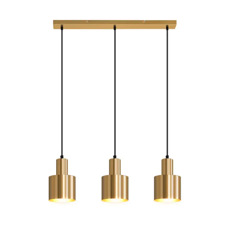 CBJKTX Lámpara colgante para mesa de comedor, lámpara colgante Vintage para comedor, 3 llamas, comedor, dorado, diseño moderno, Metal E27 - 1